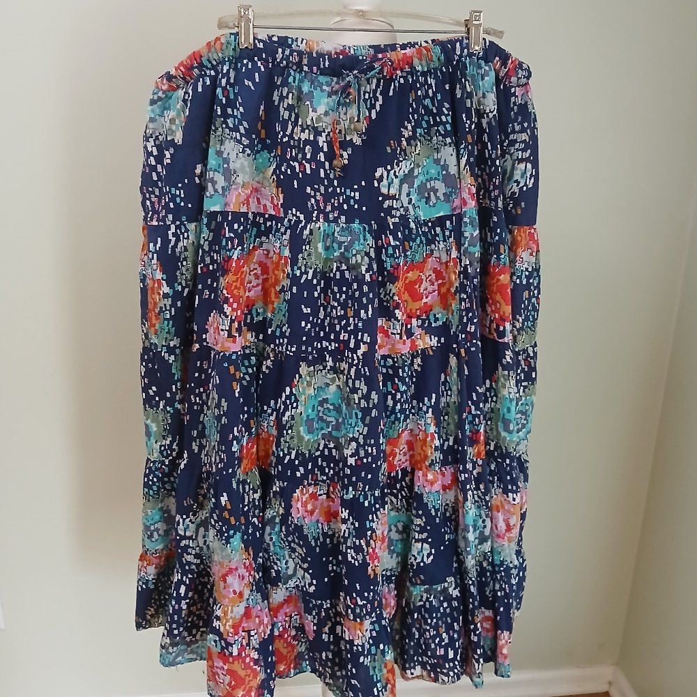 CATO Cotton Print Tiered Boho Skirt